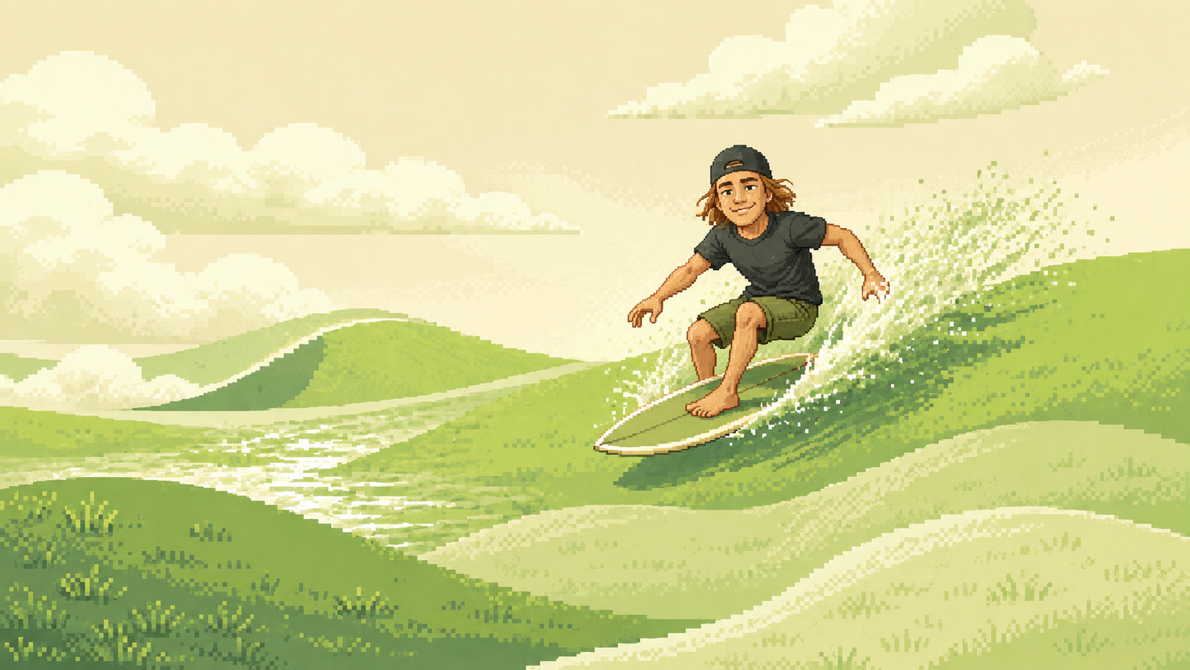Freelance qui glisse sur la vague avec confiance
